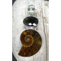 Ammonitanhänger mit Rauchquarz und Prasiolith 