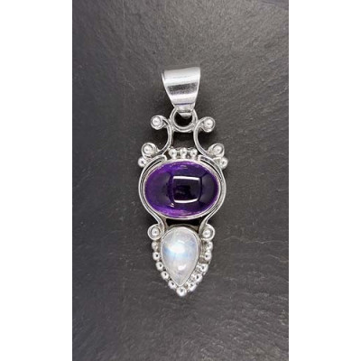 Amethyst Anhänger mit Mondstein