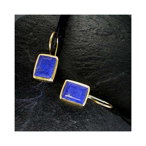 Lapis Lazuli Ohrringe eckig vergoldet