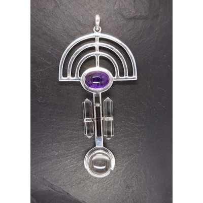 Bergkristall Anhänger mit Amethyst und schwarzem Turmalin