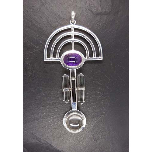 Bergkristall Anhänger mit Amethyst und schwarzem Turmalin