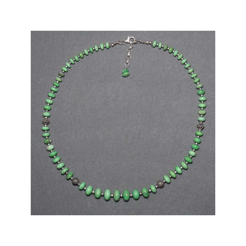 Chrysopraskette mit Silberperlen