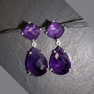 Amethyst Ohrringe oval