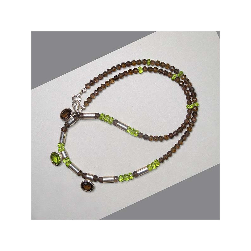 Rauchquarzkette mit Peridot