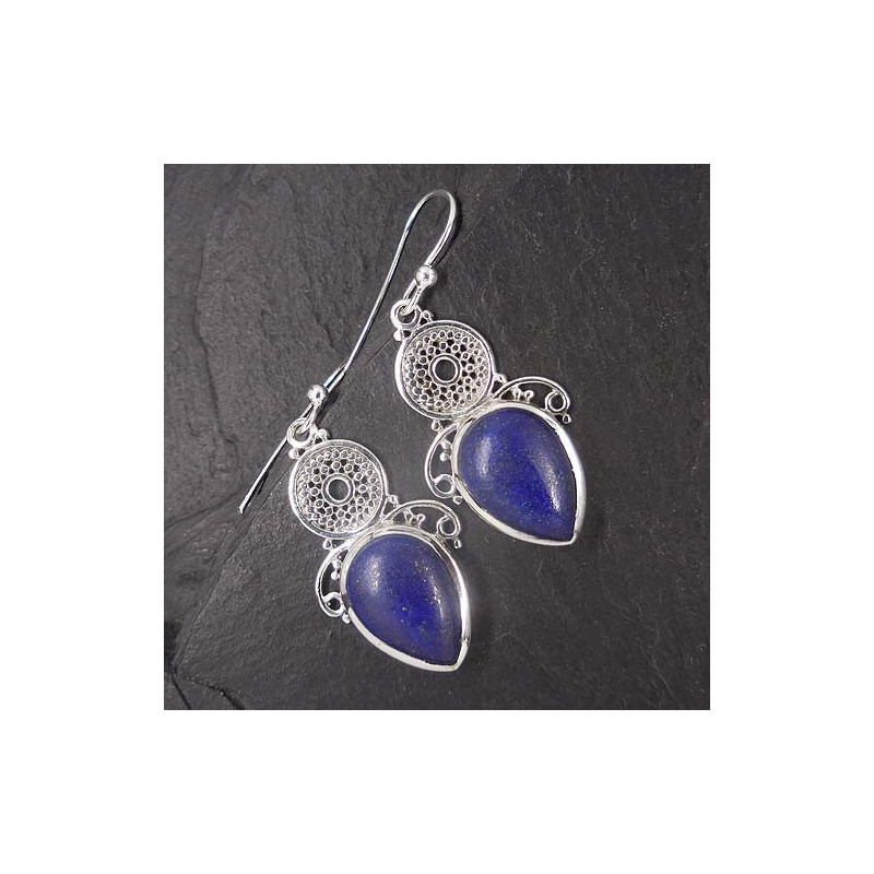 Lapis Lazuli Ohrringe mit Koralle