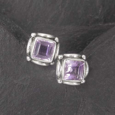 Amethystohrstecker eckig