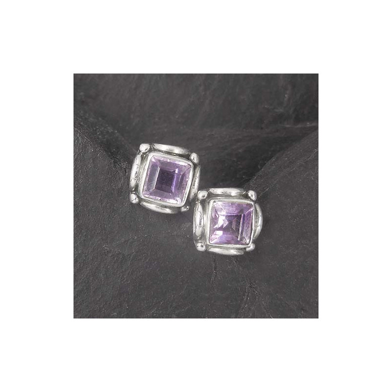 Amethystohrstecker eckig