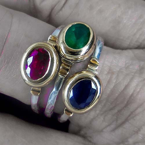 Rubin Ring Silber mit Gold