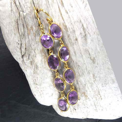Amethyst Ohrringe Lang vergoldet