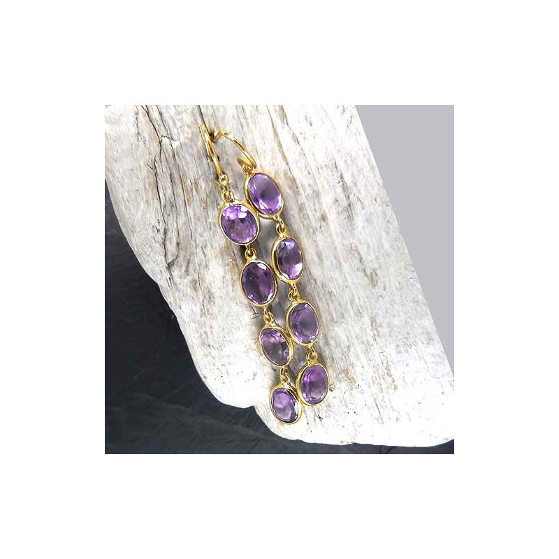Amethyst Ohrringe Lang vergoldet