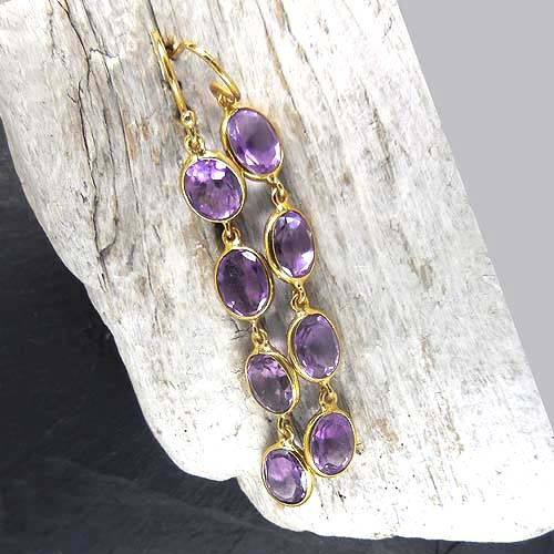 Amethyst Ohrringe Lang vergoldet