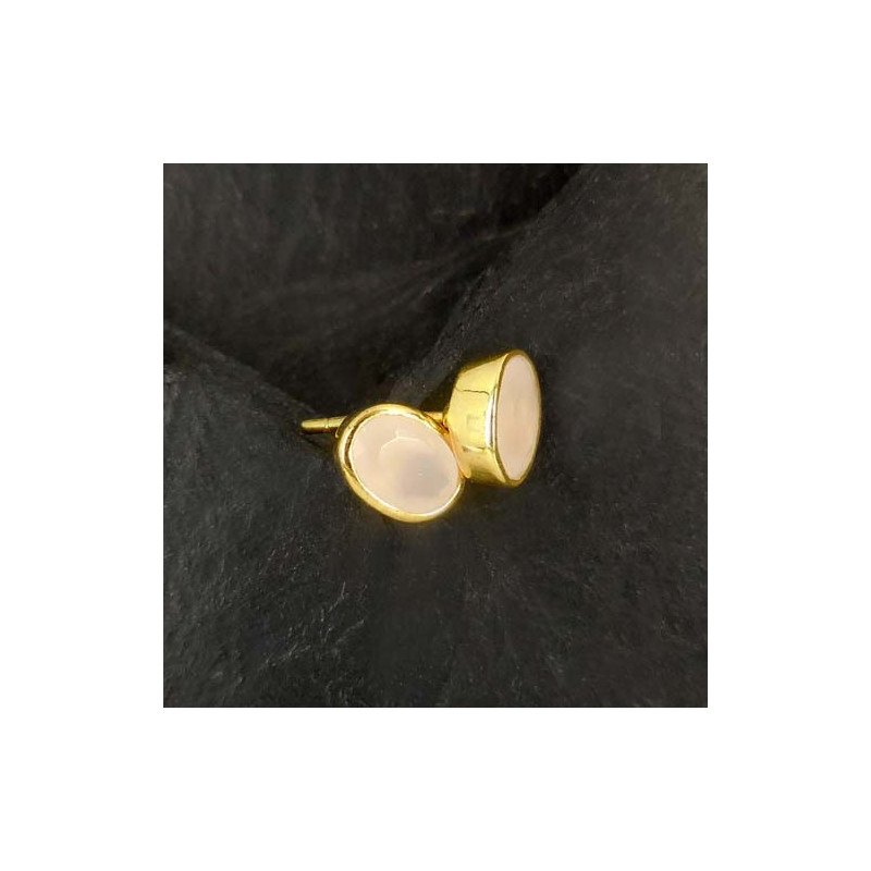 Rosenquarz Ohrstecker Vergoldet