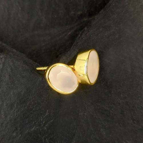 Rosenquarz Ohrstecker Vergoldet