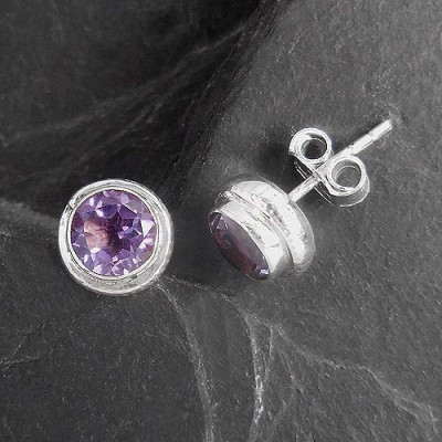 Amethyst Ohrstecker Rund