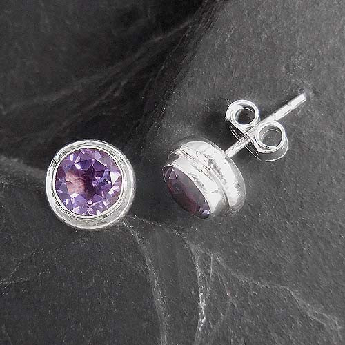 Amethyst Ohrstecker Rund