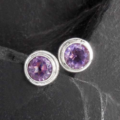 Amethyst Ohrstecker Rund