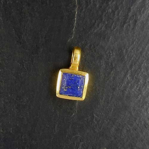 Lapis Lazuli Anhänger Mini Eckig Vergoldet