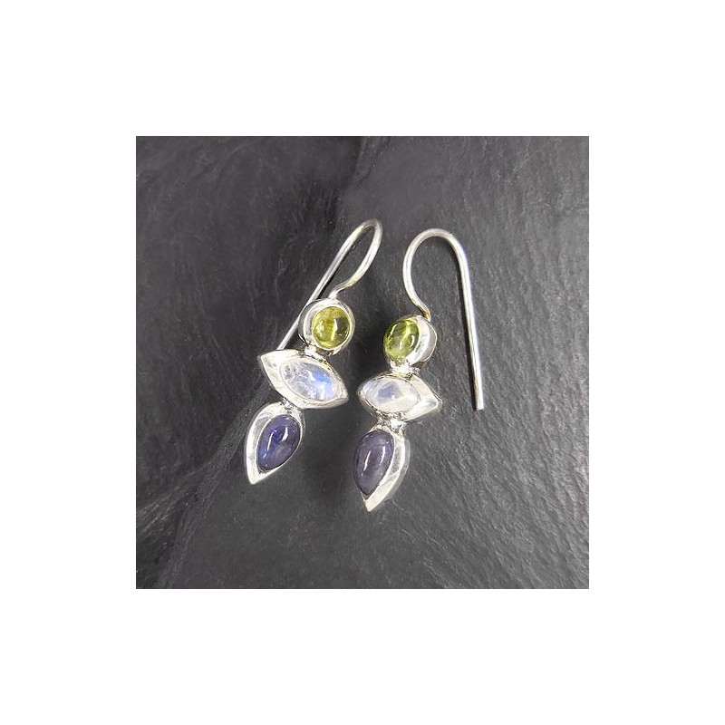 Mondsteinohrringe mit Peridot und Iolit
