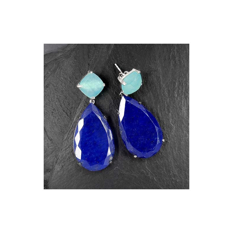 Lapis Lazuli Ohrringe mit Calcit