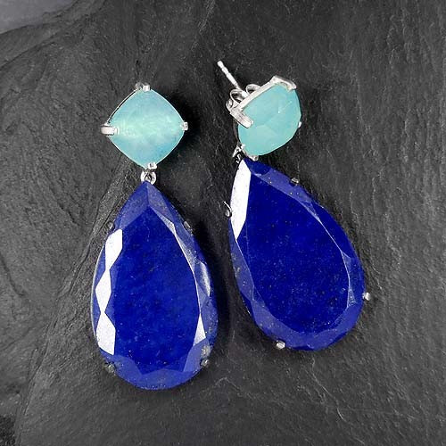 Lapis Lazuli Ohrringe mit Calcit
