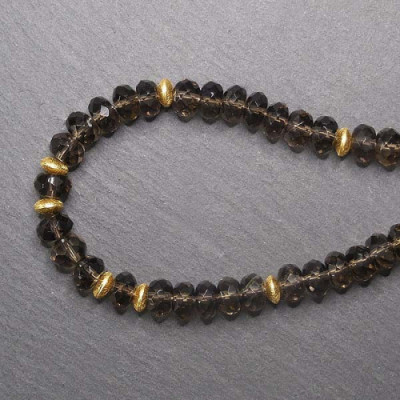 Rauchquarzkette Vergoldet