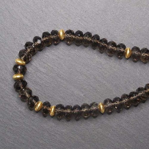 Rauchquarzkette Vergoldet